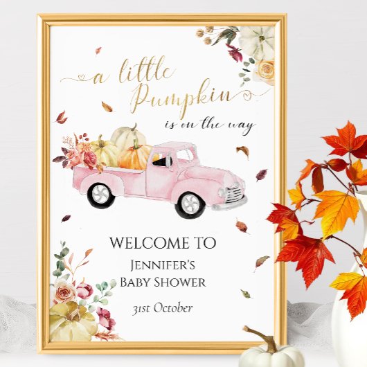 Affiche de bienvenue Baby shower petit Citrouille 