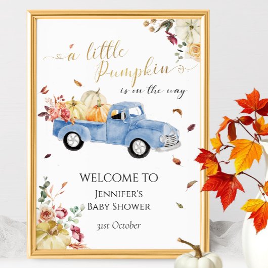 Affiche de bienvenue Baby shower petit Citrouille 