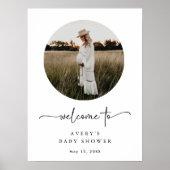Affiche de bienvenue Baby shower photo Boho Script (Devant)