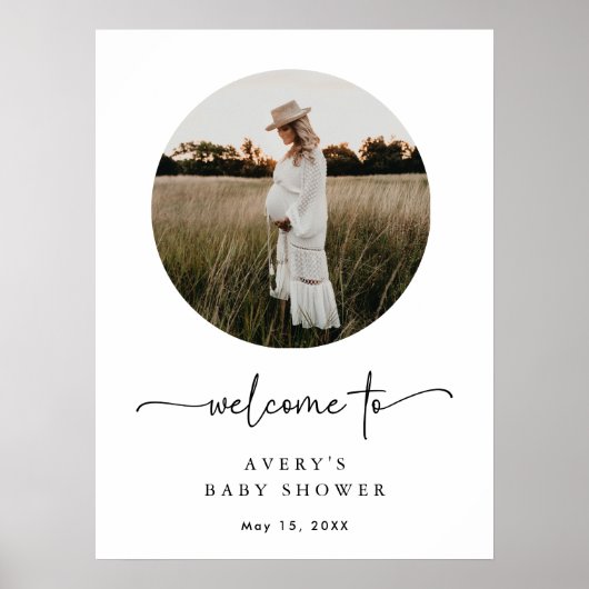 Affiche de bienvenue Baby shower photo Boho Script (Devant)
