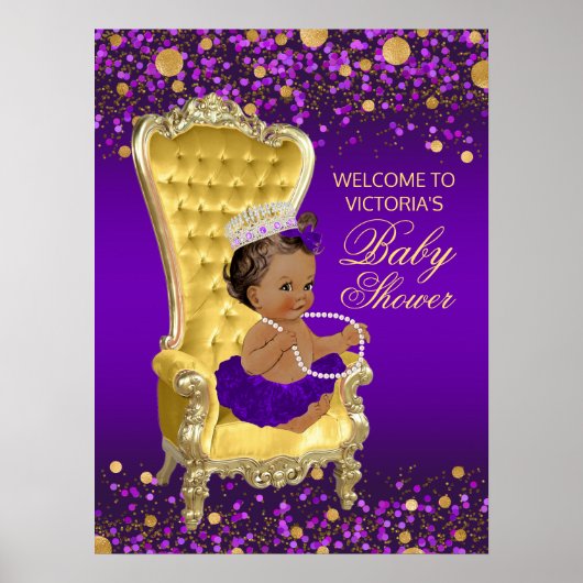 Affiche de bienvenue Baby shower Princess Gold Pur (Devant)