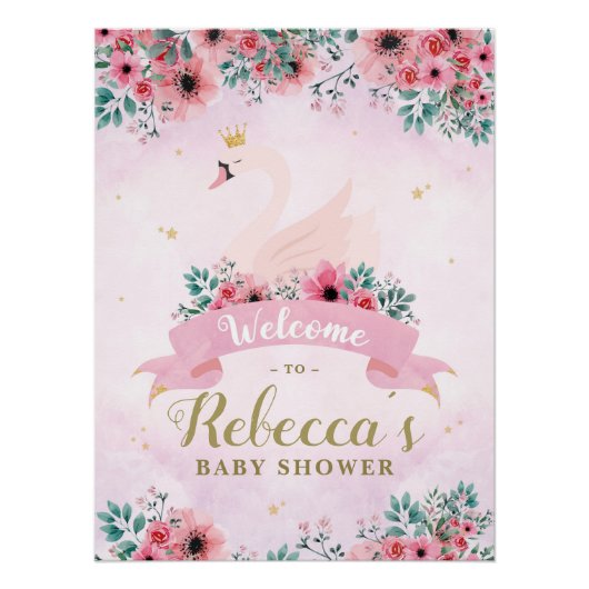 Affiche de bienvenue Baby shower princesse de cygn (Devant)