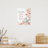 Affiche de bienvenue Baby shower rose Boho Elephan (Cuisine)