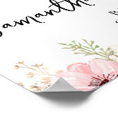 Affiche de bienvenue Baby shower rose florale fill (Coin)