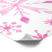 Affiche de bienvenue Baby shower rose Little Snowf (Coin)