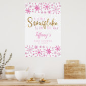 Affiche de bienvenue Baby shower rose Little Snowf (Cuisine)