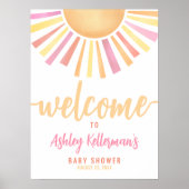 Affiche de bienvenue Baby shower soleil rose (Devant)