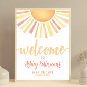 Affiche de bienvenue Baby shower soleil rose