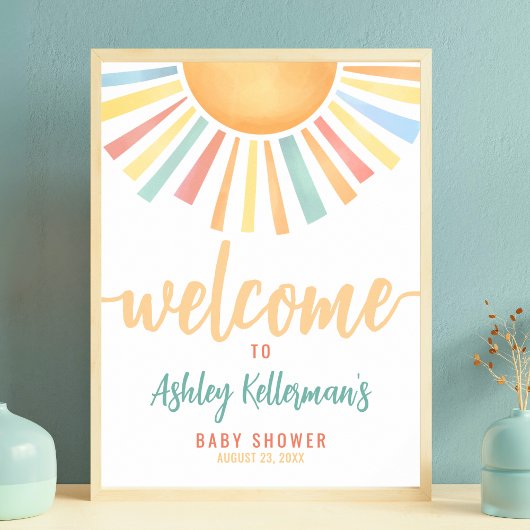 Affiche de bienvenue Baby shower Sun Sunshine