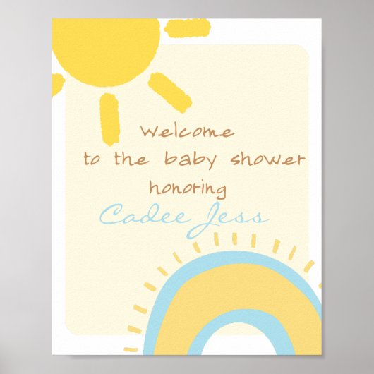 Affiche de bienvenue Baby shower Sunshine (Devant)