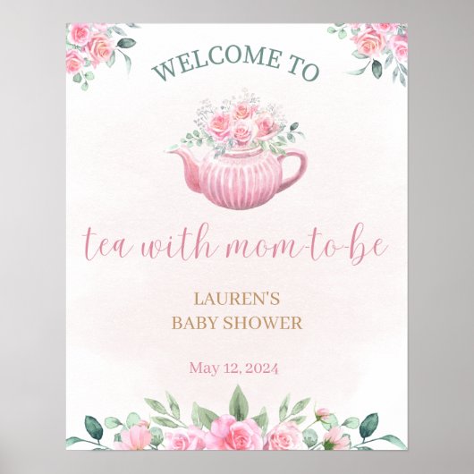 Affiche de bienvenue Baby shower Tea Party (Devant)