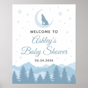 Affiche de bienvenue Baby shower Wolf