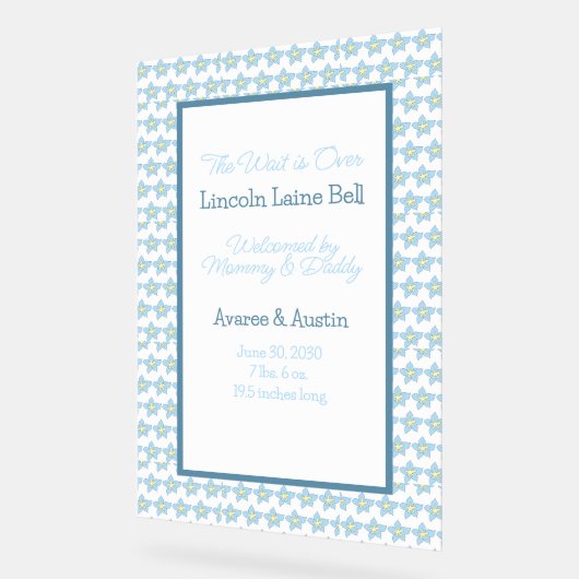 Affiche de bienvenue bébé garçon (Angle)