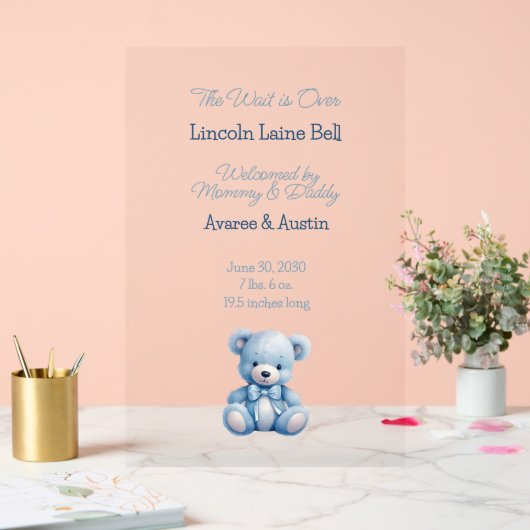 Affiche de bienvenue bébé garçon (Mariage)