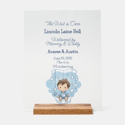 Affiche de bienvenue bébé garçon (Recto)