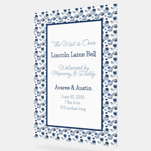 Affiche de bienvenue bébé garçon (Angle)