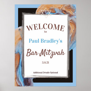 Affiche de bienvenue Beige & Blue Bar Mitzvah