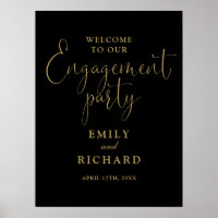 Affiche de bienvenue Black And Gold Engagement Par