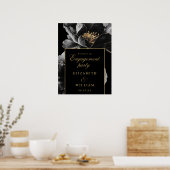 Affiche de bienvenue Black Gold Floral Engagement  (Cuisine)