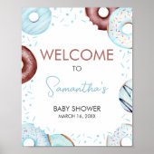 Affiche de bienvenue Bleu Donuts et Diapers (Devant)