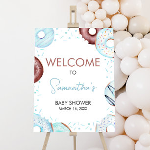 Affiche de bienvenue Bleu Donuts et Diapers