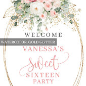 Affiche de bienvenue Boho Blush Roses Sweet Sixtee