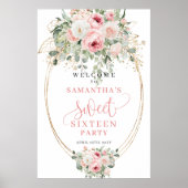 Affiche de bienvenue Boho Blush Roses Sweet Sixtee (Devant)