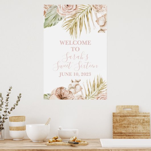 Affiche de bienvenue Boho Sweet 16 (Cuisine)