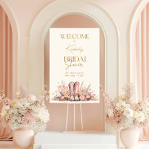 Affiche de bienvenue Bottes Floral Cowgirl Fête de