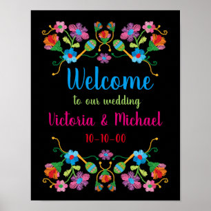 Affiche de bienvenue broderie Fiesta mexicaine