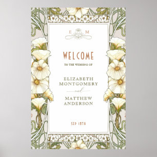 Affiche de bienvenue Calla Lily Vintage Art nouvea