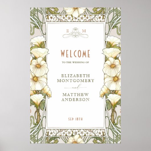 Affiche de bienvenue Calla Lily Vintage Art nouvea (Devant)