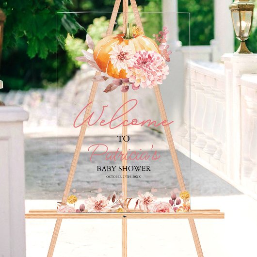 Affiche de bienvenue citrouille Baby shower d'auto