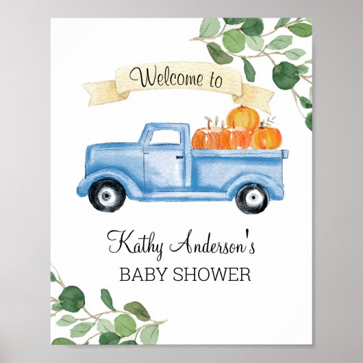 Affiche de bienvenue Citrouille de Baby shower de (Devant)