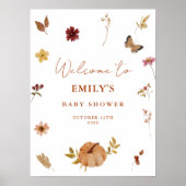 Affiche de bienvenue citrouille Fleur sauvage Boho (Devant)