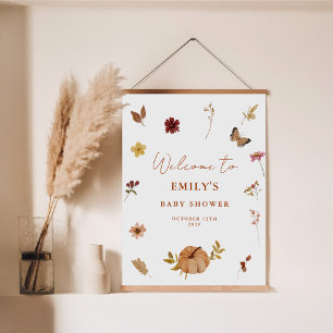Affiche de bienvenue citrouille Fleur sauvage Boho