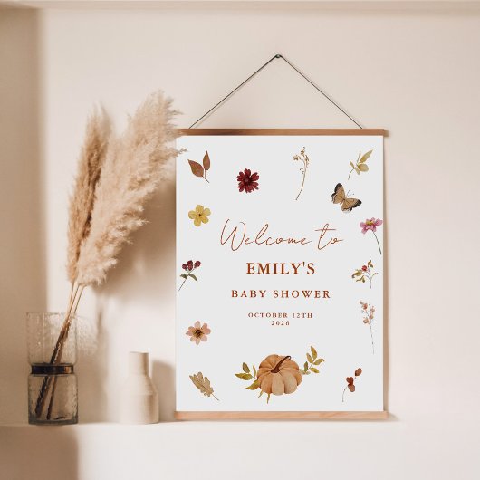 Affiche de bienvenue citrouille Fleur sauvage Boho