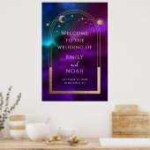 Affiche de bienvenue Cosmic Purple Gold Sun Moon S (Cuisine)