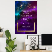 Affiche de bienvenue Cosmic Purple Gold Sun Moon S (Bureau à domicile)