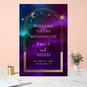 Affiche de bienvenue Cosmic Purple Gold Sun Moon S (Mariage)