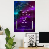 Affiche de bienvenue Cosmic Purple Turquoise Sun M (Bureau à domicile)