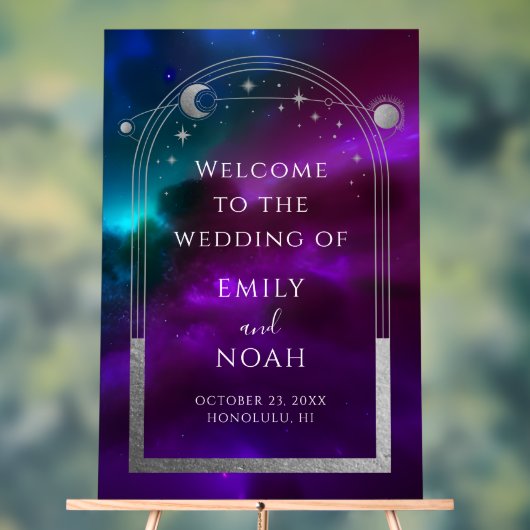 Affiche de bienvenue Cosmic Purple Turquoise Sun M (Neutre)