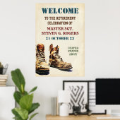 Affiche de bienvenue d'adieu à la retraite militai (Bureau à domicile)