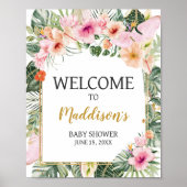 Affiche de bienvenue d'Aloha floral tropical (Devant)