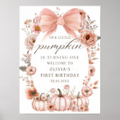 Affiche de bienvenue d'anniversaire à citrouille f (Devant)