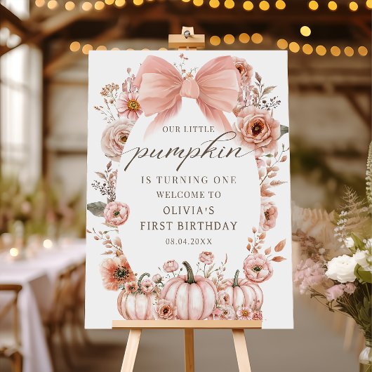 Affiche de bienvenue d'anniversaire à citrouille f
