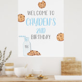 Affiche de bienvenue d'anniversaire Bleu Lait et C (Cuisine)