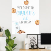 Affiche de bienvenue d'anniversaire Bleu Lait et C (Bureau à domicile)