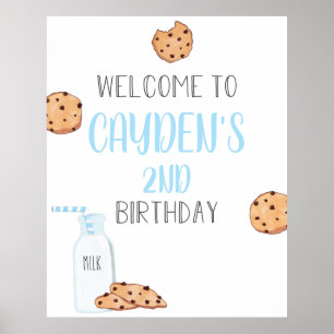 Affiche de bienvenue d'anniversaire Bleu Lait et C