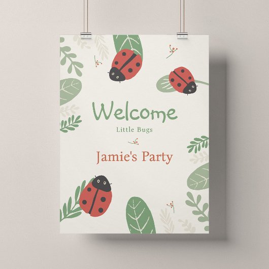 Affiche de bienvenue d'anniversaire coccinelle - F